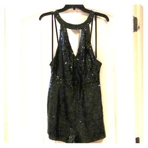 Green sequin romper